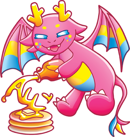 Illustration of Dragon with Pansexual Pride Colours